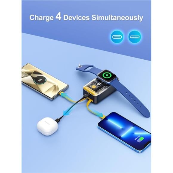 Apple Watch Charger, 10000mAh Portable Charger Power Bank Built-in Cables - Picture 2 of 7